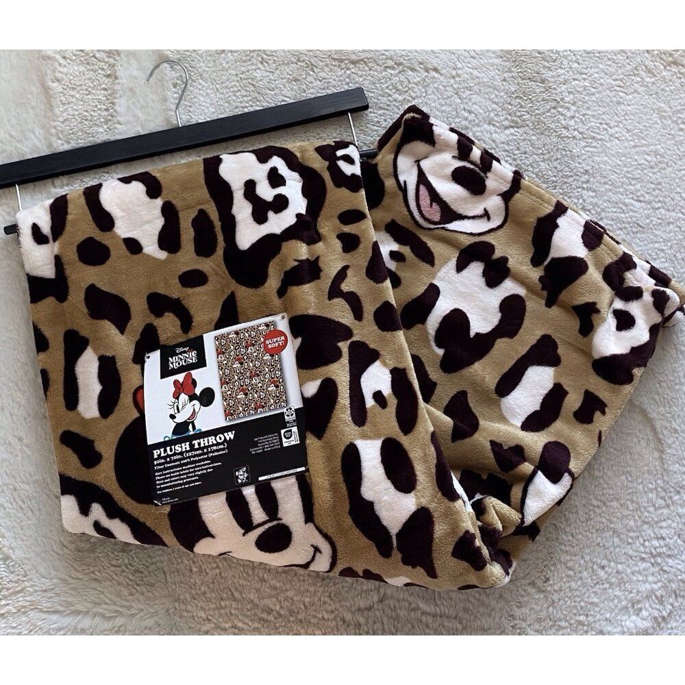Disney Minnie Mouse Leopard Cheetah Soft Plush Throw Blanket 50 X 70” NEW